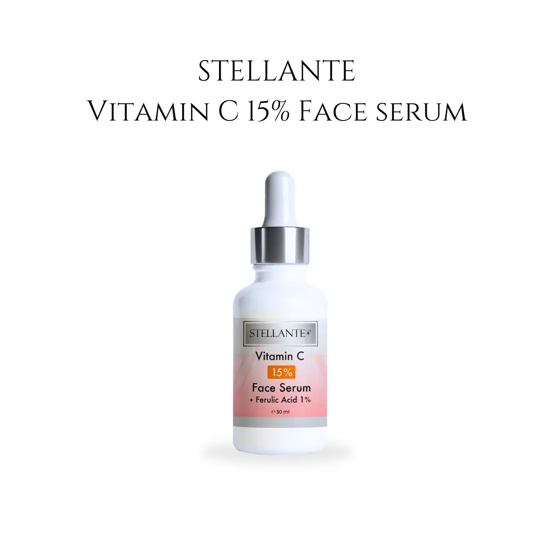 Stellante Vitamin C 15% Face Serum bottle on a white background