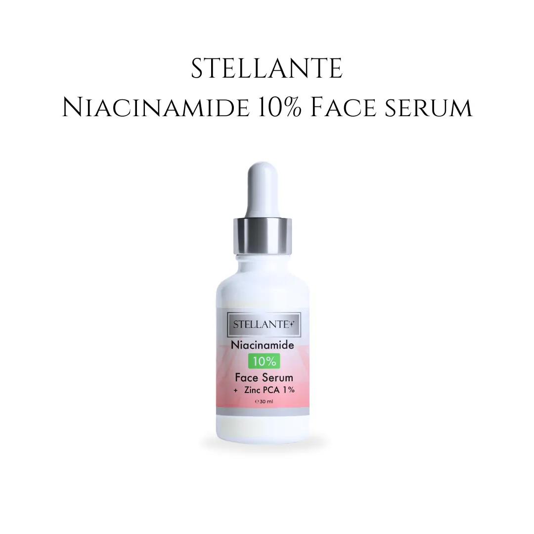 Stellante Niacinamide 10% face serum bottle on a white background