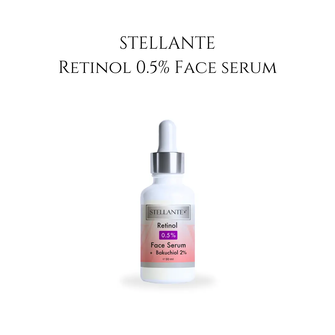 Stellante Retinol 0.5% Face Serum bottle on a white background