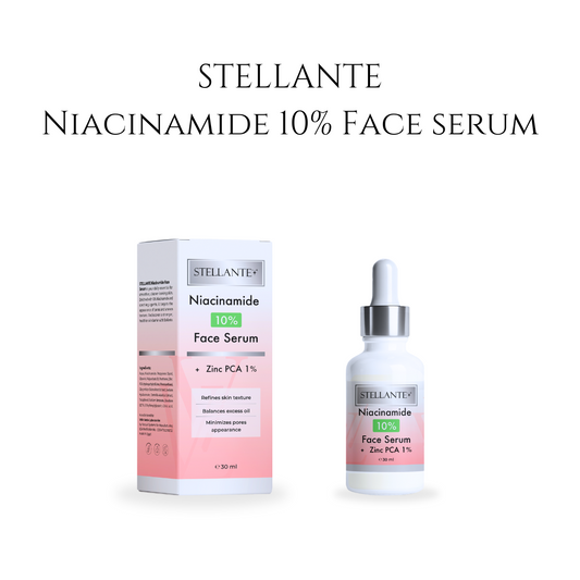 Stellante Niacinamide 10% Face Serum packaging on a white background