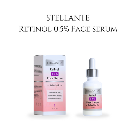 Stellante Retinol 0.5% Face Serum packaging on a white background