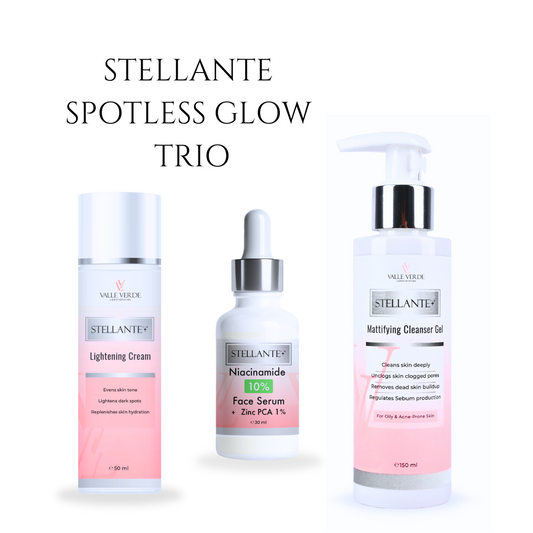 Stellante Spotless Glow Trio skincare products on a white background
